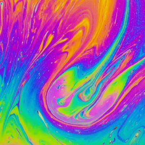 A multicolored image of a liquid substance