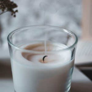 white liquid in clear drinking glass